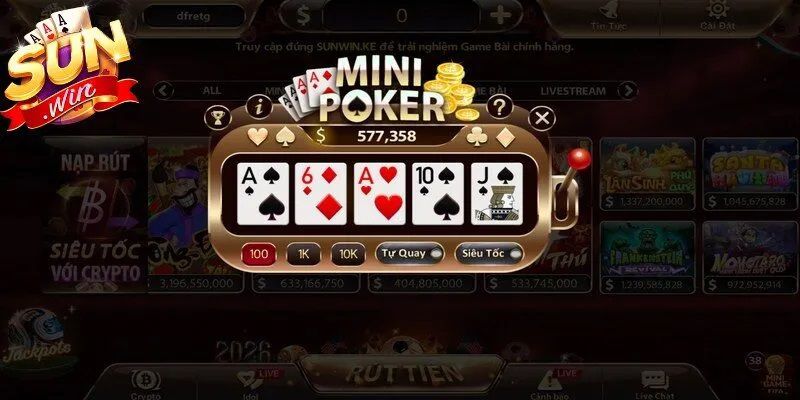 Luật chơi và cách tính thưởng trong Mini Poker Sunwin